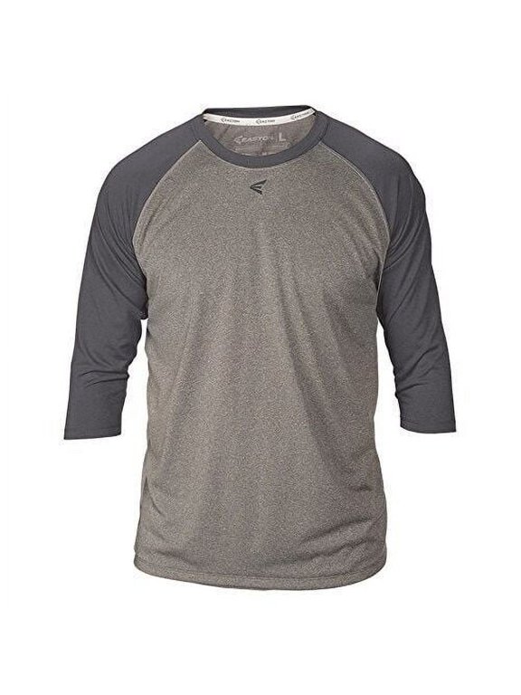 Men's 3/4 Raglan Crew Neck T-Shirt, Heather/Charcoal Gray, Small