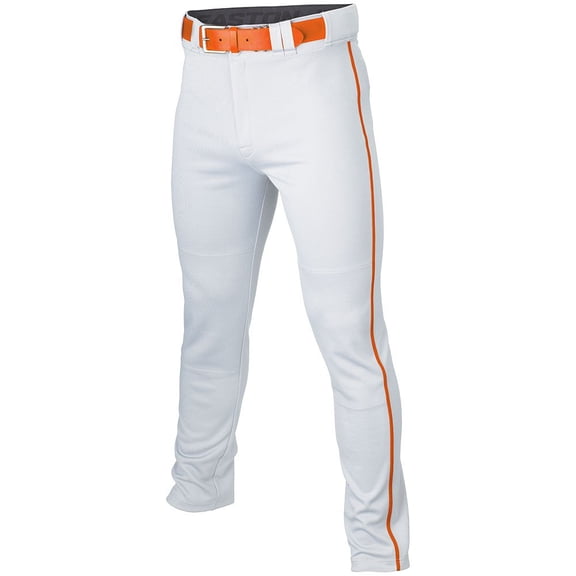 Easton Men's Rival+ Open Bottom Piped Baseball Pants White/Orange XS