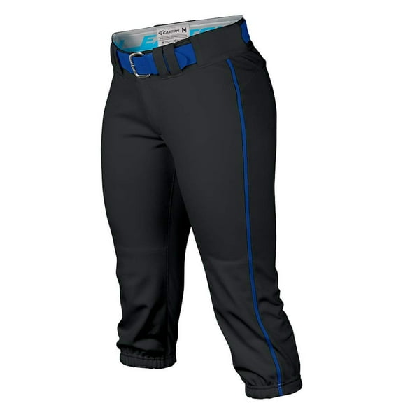 Easton Pro Fastpitch Women's Softball Piped Belt Loops Pants, Black/Royal, XX-Small