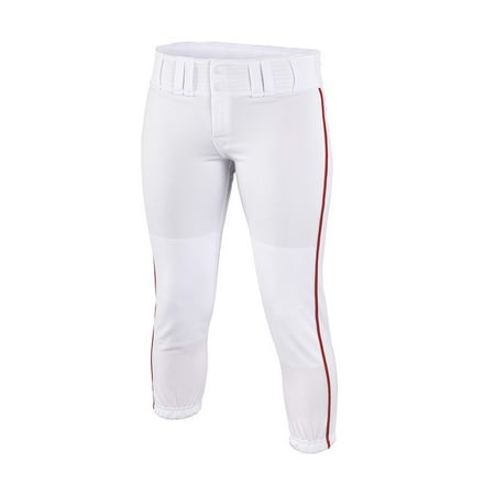 Easton Pro Fastpitch Women's Softball Piped Belt Loops Pants, White/Red, XX-Large