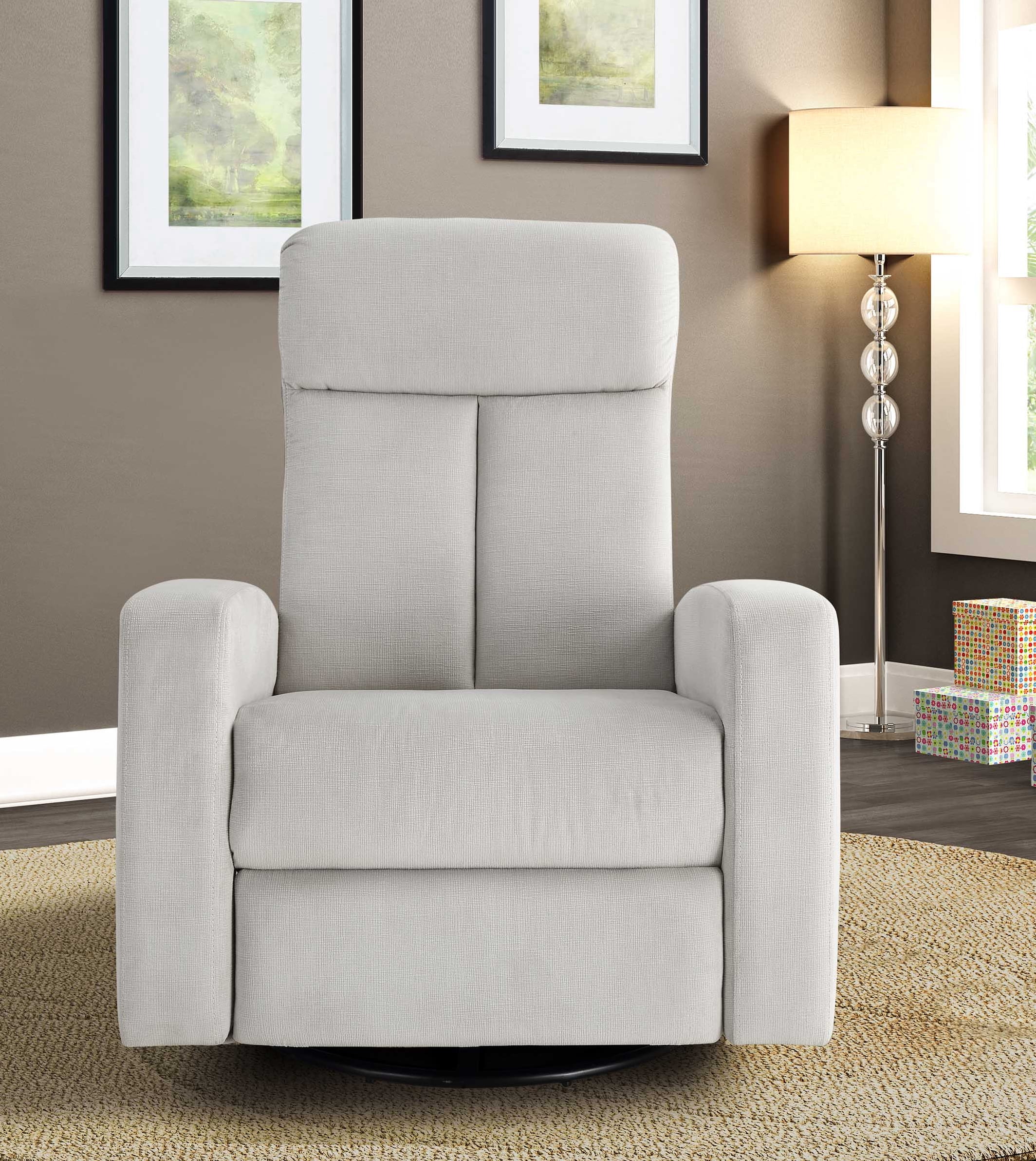 Easton Swivel Glider Recliner In Soft Gray Fabric Walmart