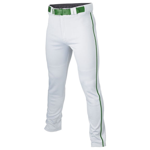 Easton Youth Rival+ Open Bottom Piped Baseball Pants White/Dark Green XL