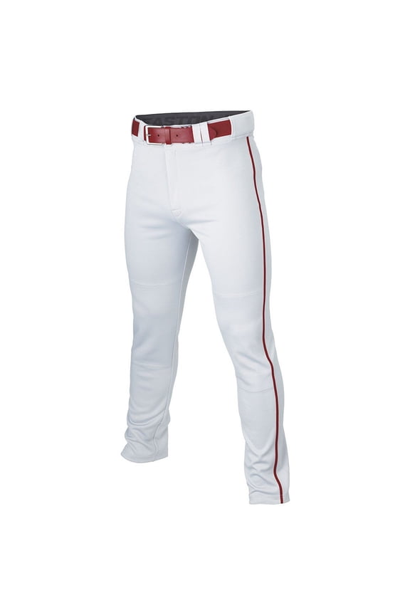 Youth Rival+ Open Bottom Piped Baseball Pants White/Maroon S