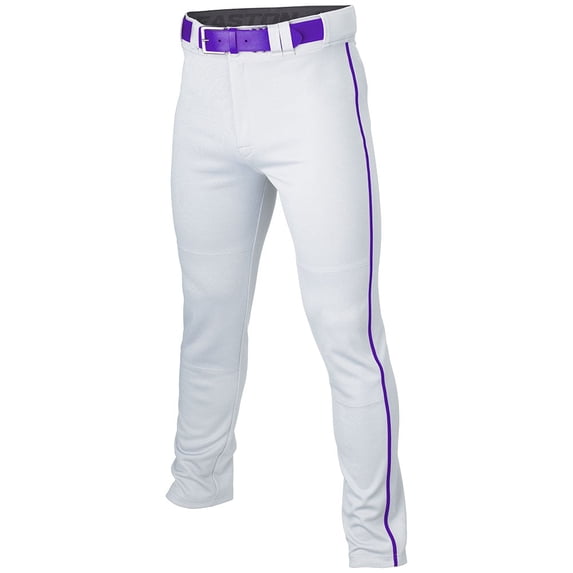 Easton Youth Rival+ Open Bottom Piped Baseball Pants White/Purple L