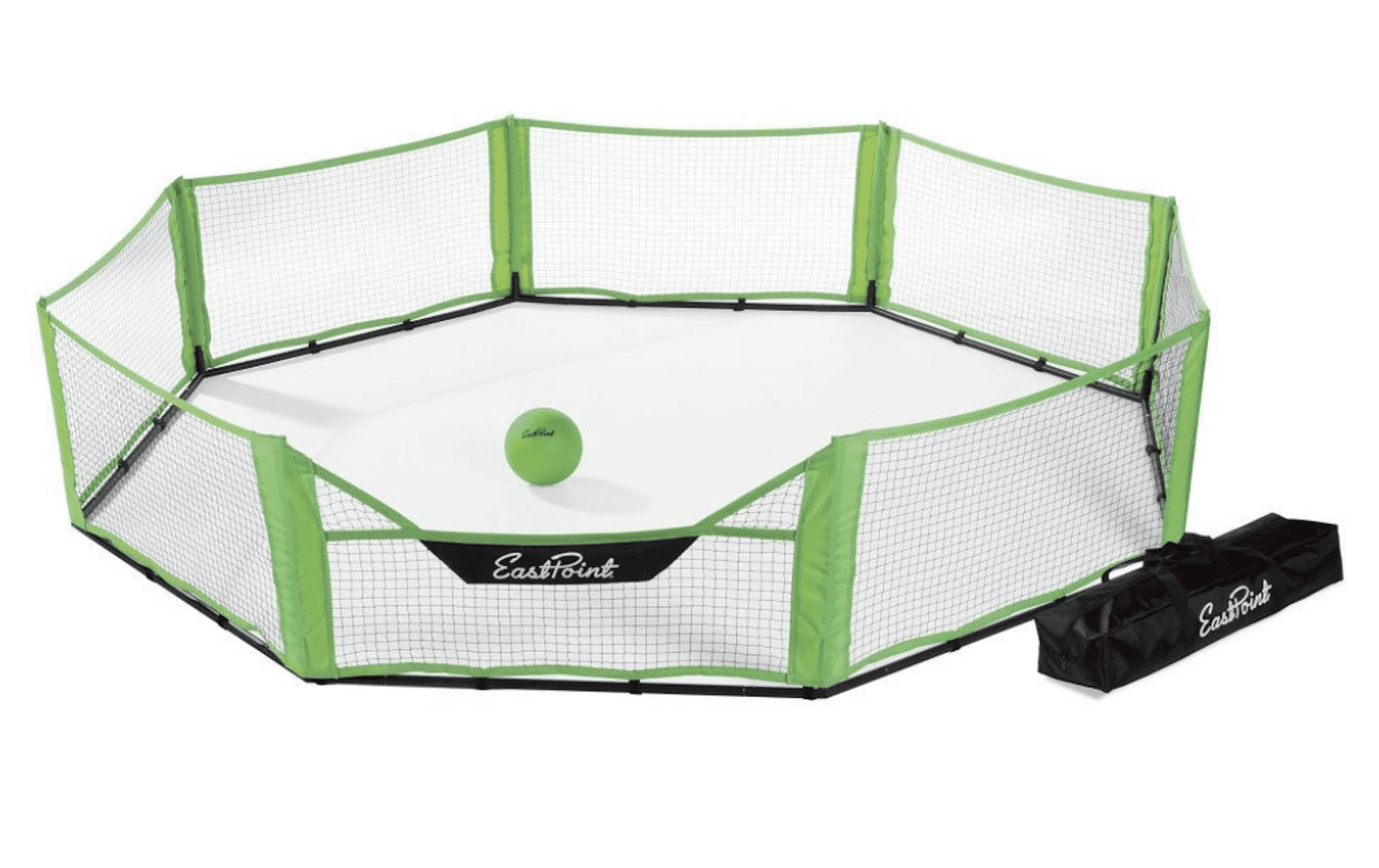 Eastpoint Gaga Ball Pit 10 Foot x 10 Foot Green & Black Octagon Net with Ball & Carrying Case Outdoor Lawn Yard Game for Families, Kids
