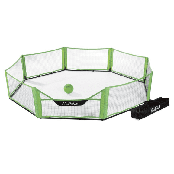 Eastpoint Gaga Ball Pit 10 Foot x 10 Foot Green & Black Octagon Net with Ball & Carrying Case Outdoor Lawn Yard Game for Families, Kids