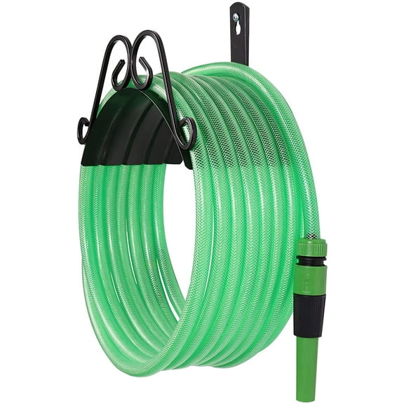 Eastrans Deluxe Wall Mount Garden Hose Hanger Black Holds 125 ft Hose