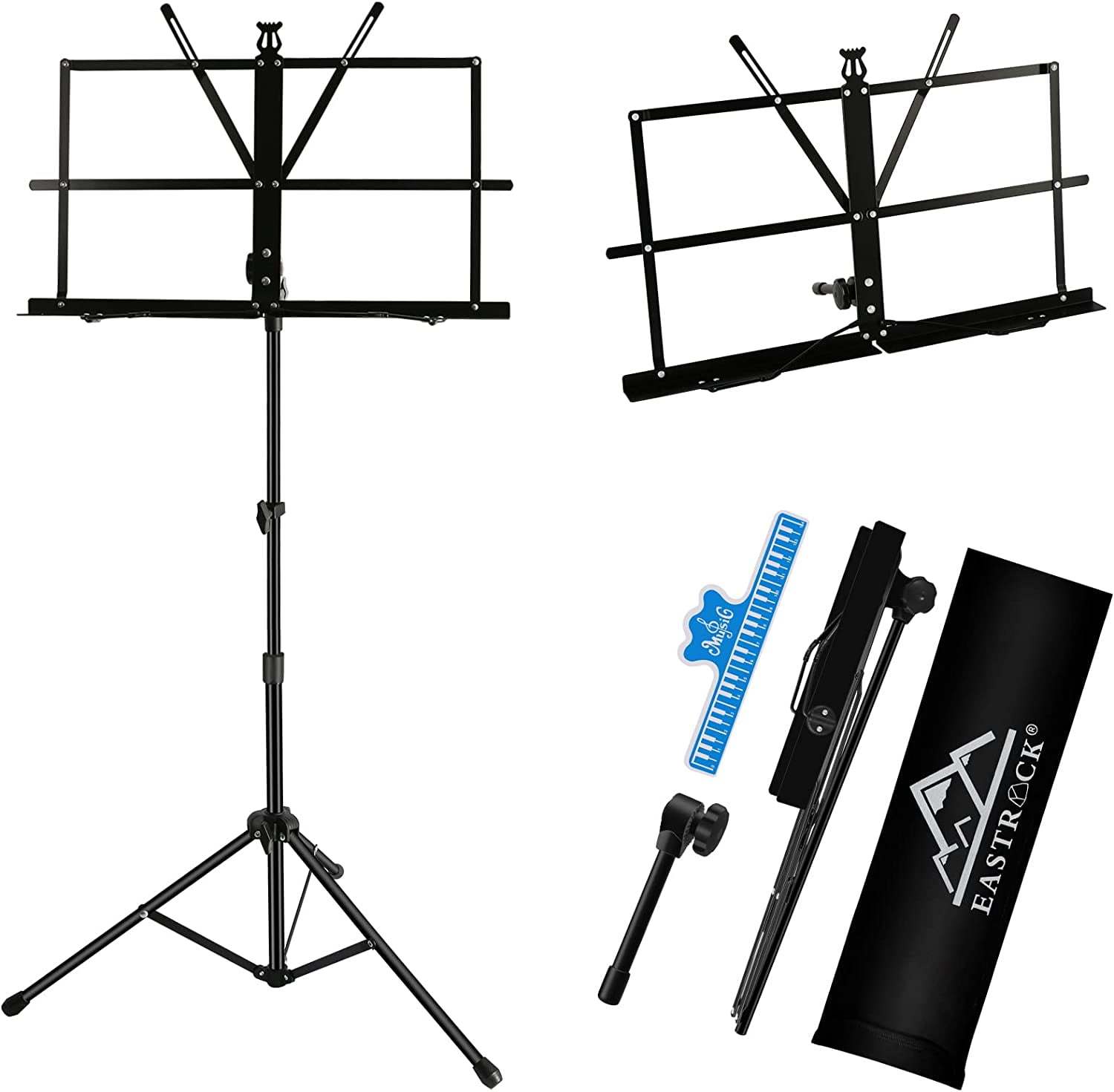 Eastrock Folding Music Sheet Stand 2 in 1 DualUse Portable Music Stand