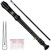 EASTROCK Soprano Recorder Instrument, C Key German Fingering, 3-Piece School Recorder for Students & Beginners, Black