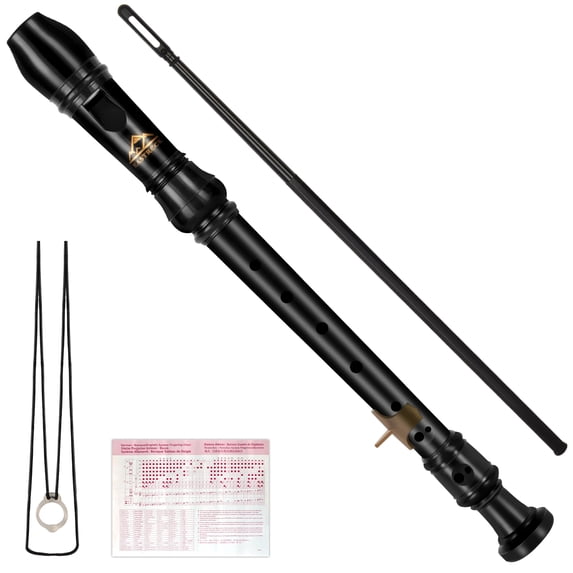 EASTROCK Soprano Recorder Instrument 3Pcs Recorder Flute C Key German Style for Beginners/Students,Black