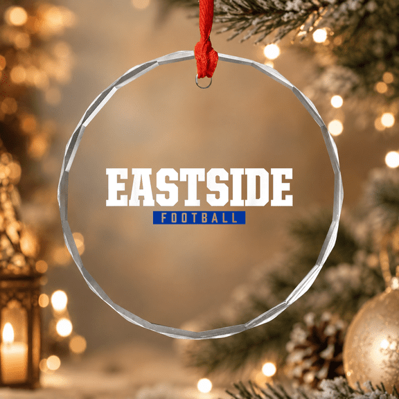 Eastside High School Football Hs Ornament, Education Milestone Keepsake, Circle Glass Ornament