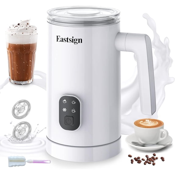 Eastsign Milk Frother, Frother for Coffee, 4 in 1 Electric Milk Frother and Steamer, Warm and Cold Foam Maker, Hot Chocolate Maker, Milk Warmer, 12oz/350ml Coffee Frother for Latte, Cappuccino, Matcha
