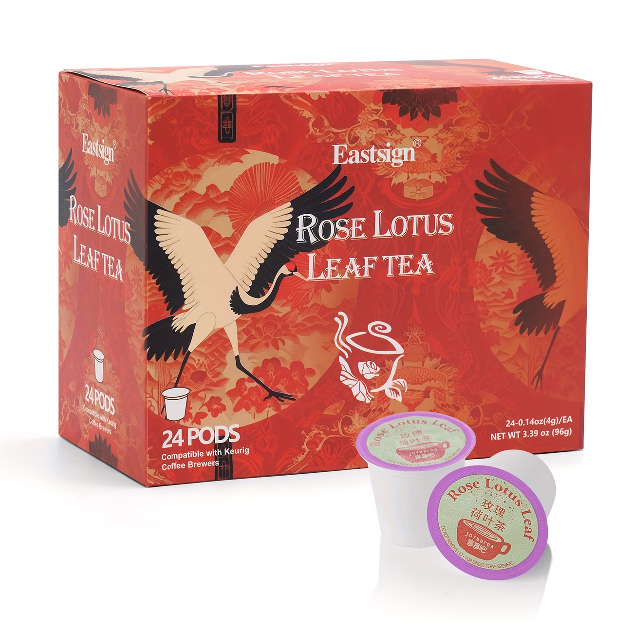 Eastsign Rose for Lotus Leaf Tea, 24 Pods, 3.39oz, for Home And Parties