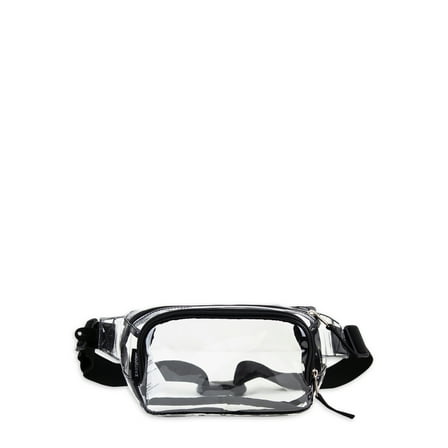 Eastsport Adjustable Strap Unisex Waist Fanny Pack, Black/Clear