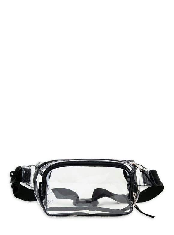 Eastsport Adjustable Strap Unisex Waist Fanny Pack, Black/Clear