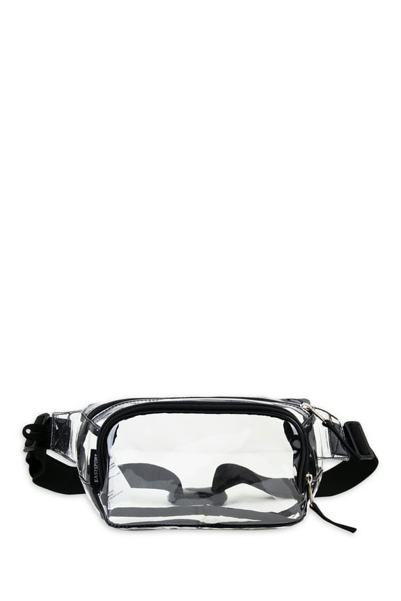 Adjustable Strap Unisex Waist Fanny Pack, Black/Clear