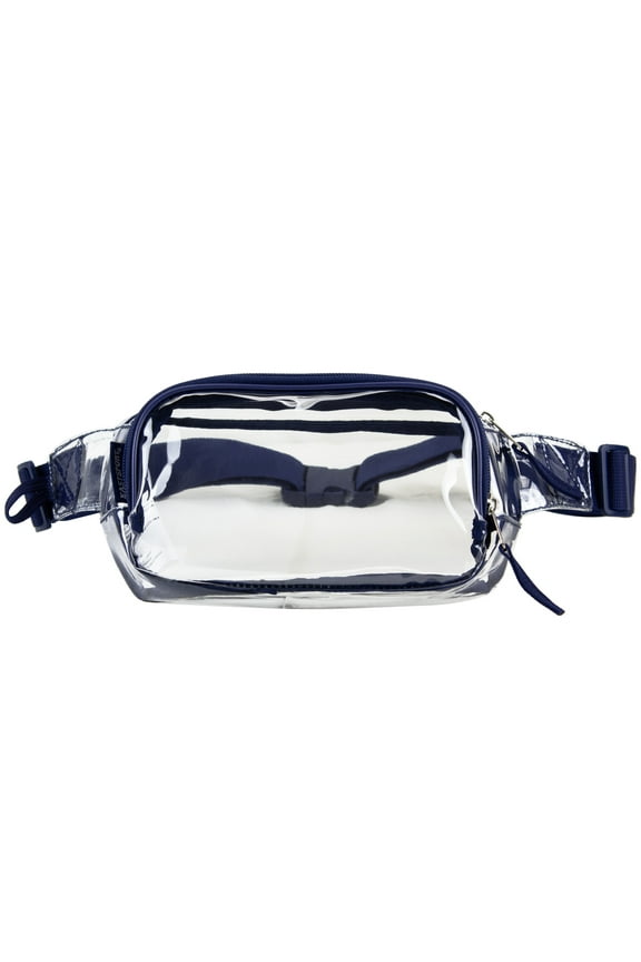 Adjustable Strap Unisex Waist Fanny Pack, Blue/Clear