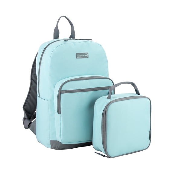 Eastsport Unisex 17" Backpack & Lunch Box 2-Piece Set, Aqua Sky