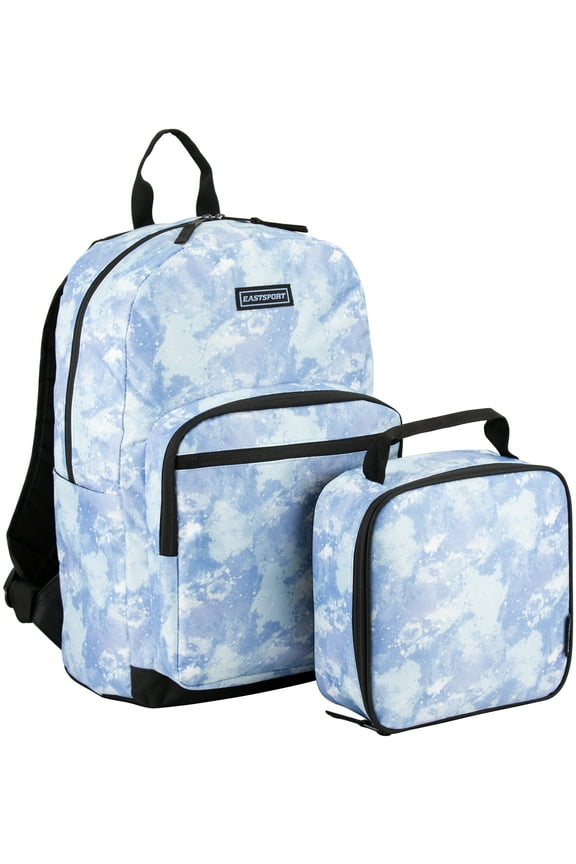 Unisex 17" Backpack & Lunch Box 2-Piece Set, Pale Blue Galaxy