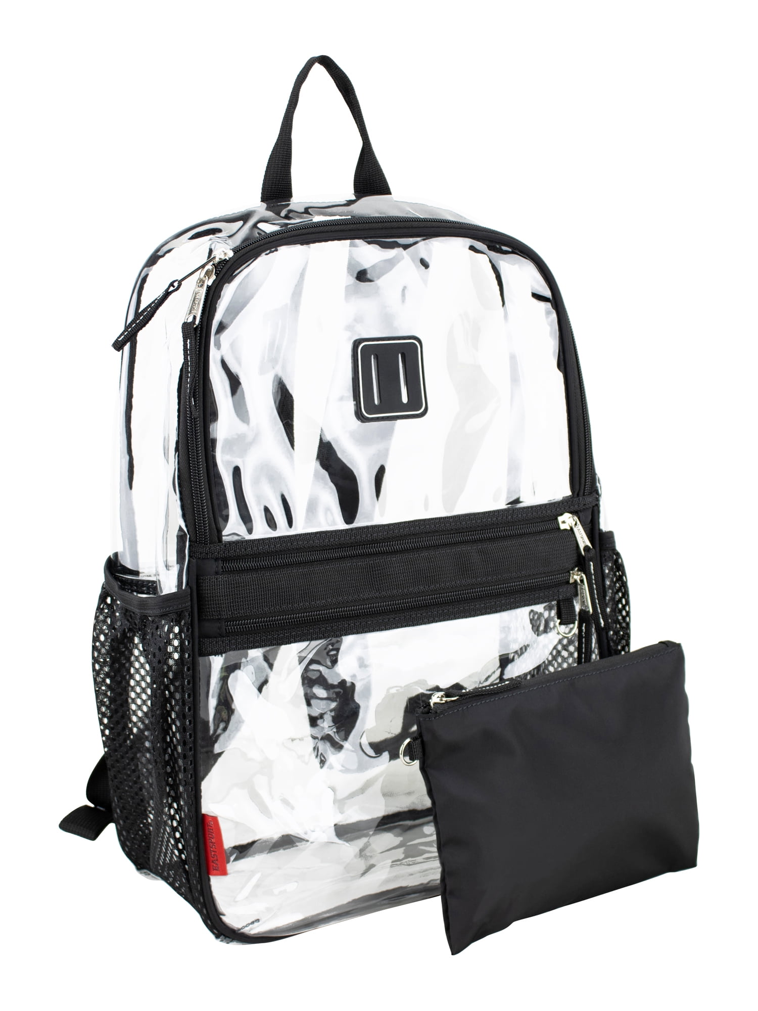Eastsport Clara Clear Backpack Bundle w/ Zipper Pouch, Black