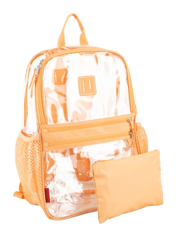 Clara Clear Backpack Bundle w/ Zipper Pouch, Cantaloupe