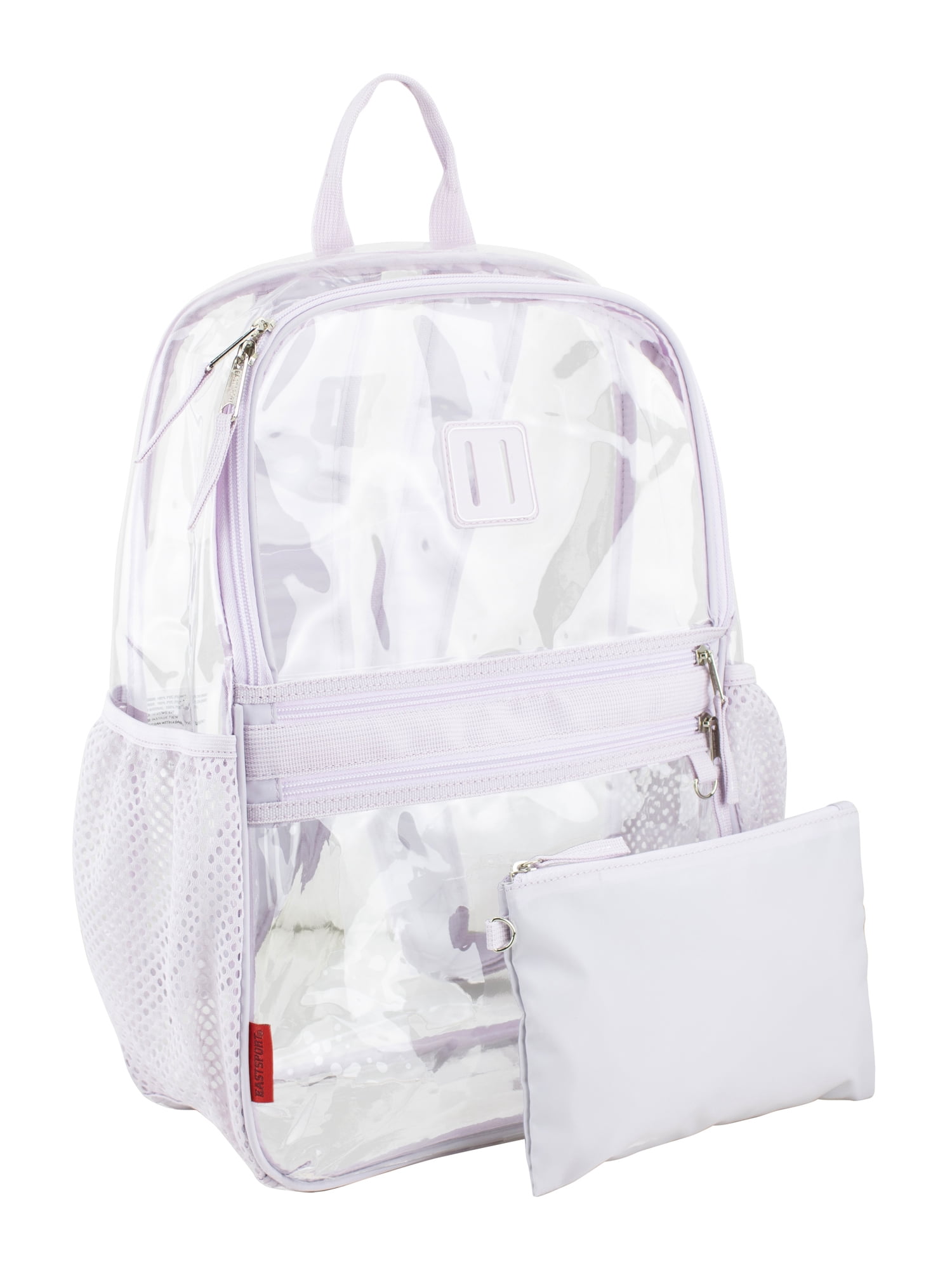 Eastsport Clara Clear Backpack Bundle w/ Zipper Pouch, Lavender Fog