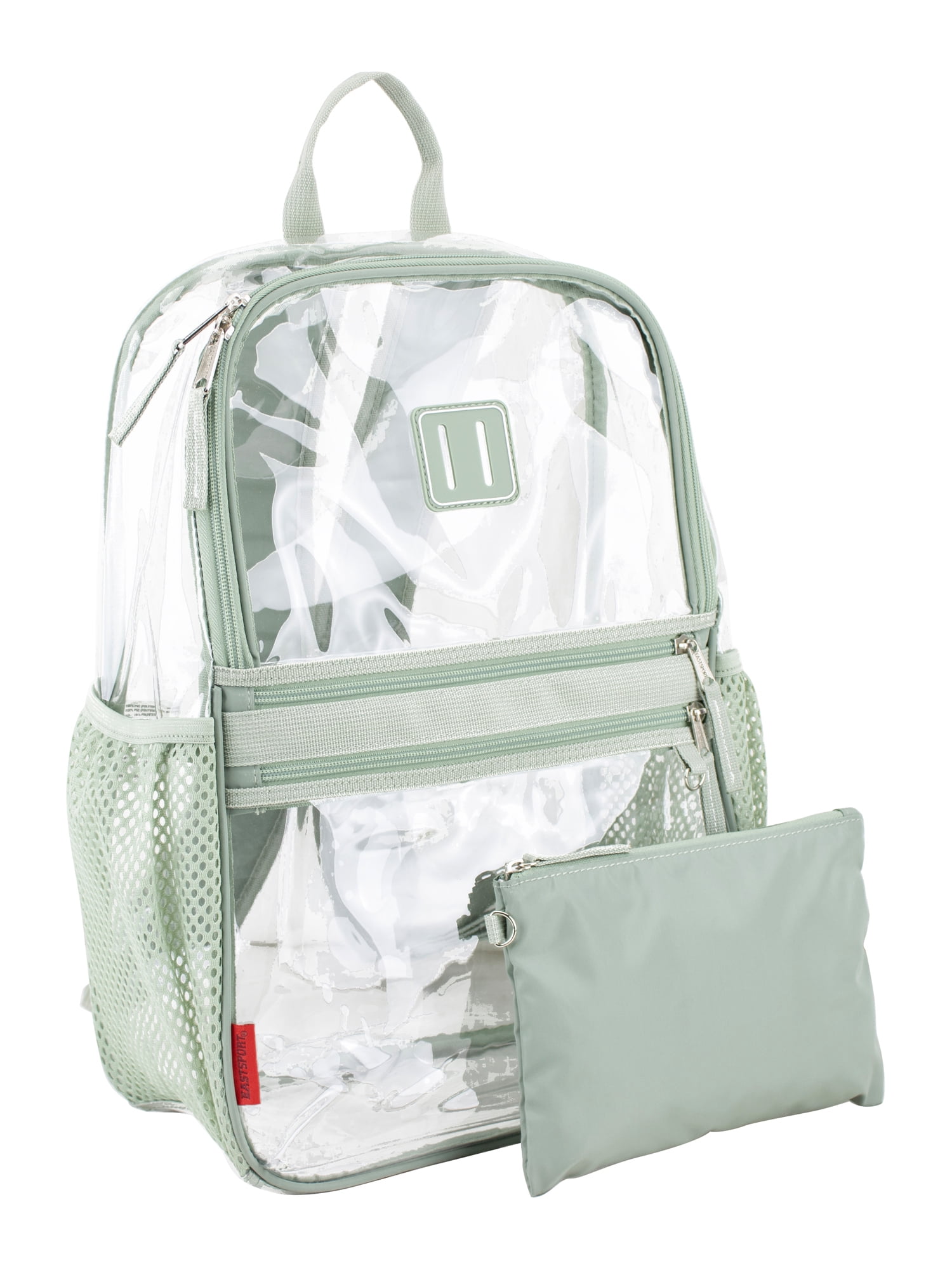 Eastsport Clara Clear Backpack Bundle w/ Zipper Pouch, Seagrass