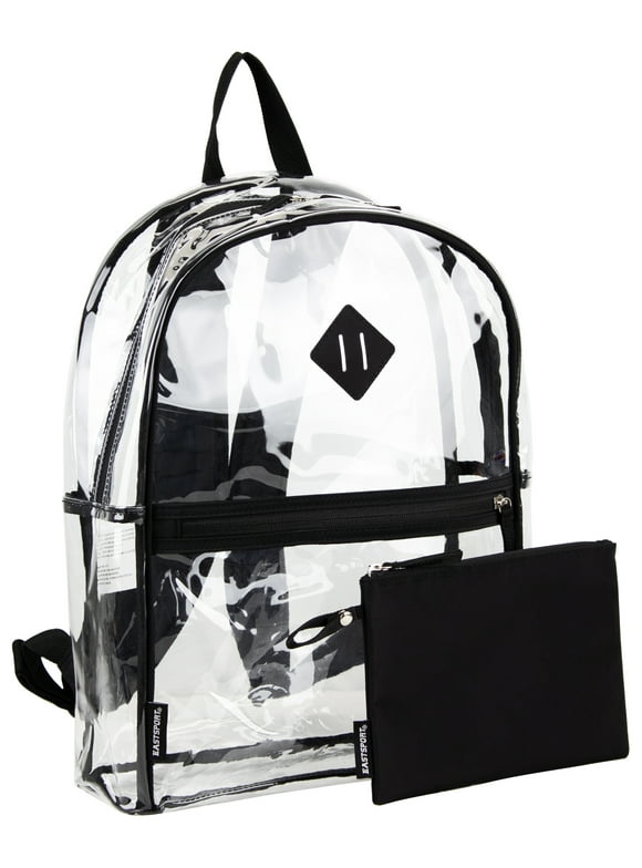 Eastsport Clear Backpack with Pencil Case, Black