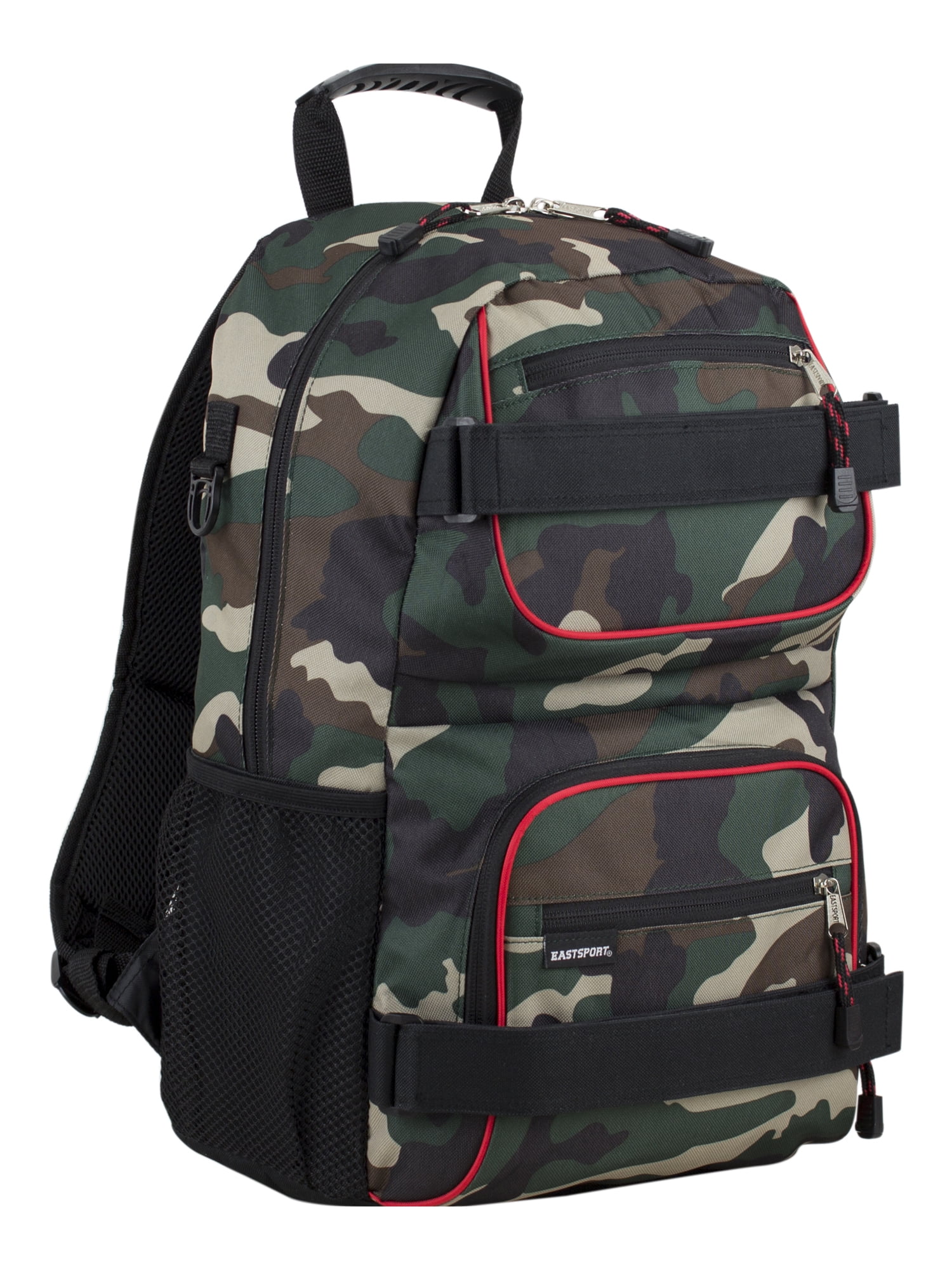 Eastsport Double Strap Skater Backpack, Army Camo with Red