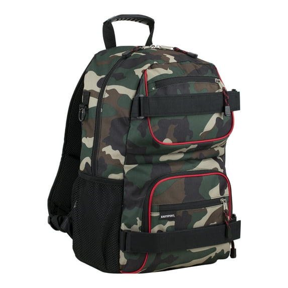 Eastsport Double Strap Skater Backpack, Army Camo with Red