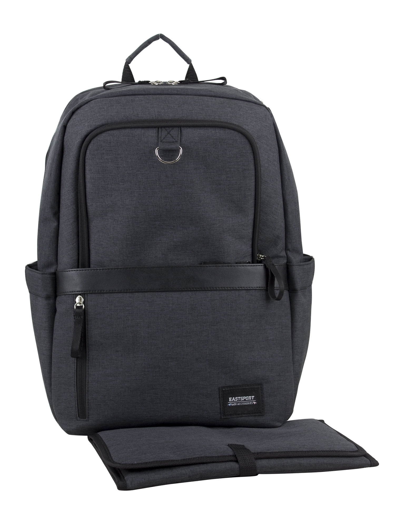 Eastsport Large Capacity Weekender Tech Backpack Diaper Bag with Changing Pad, Dark Grey
