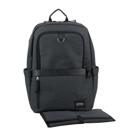 Eastsport Large Capacity Weekender Tech Backpack Diaper Bag with Changing Pad, Dark Grey
