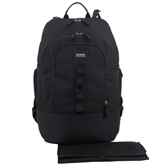 Eastsport Madison Diaper Backpack, Black, With Bonus Changing Pad