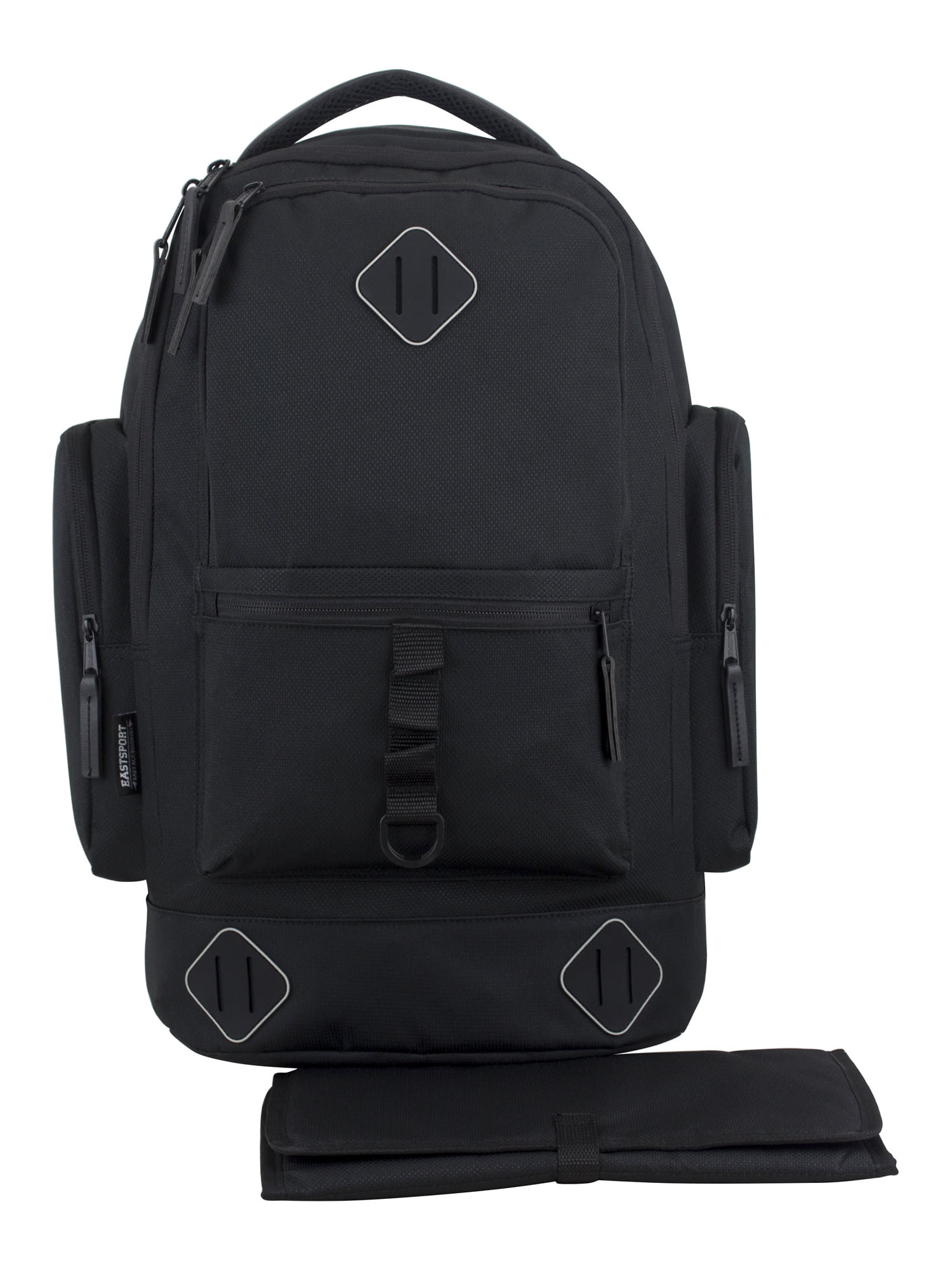 Eastsport Lenox Large Stylish Backpack Diaper Bag with Changing Pad, Black