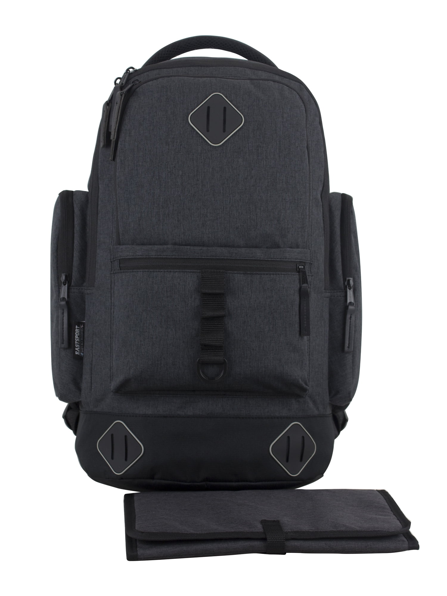 Eastsport Lenox Stylish Large Backpack Diaper Bag with Bonus Changing Pad, Dark Grey
