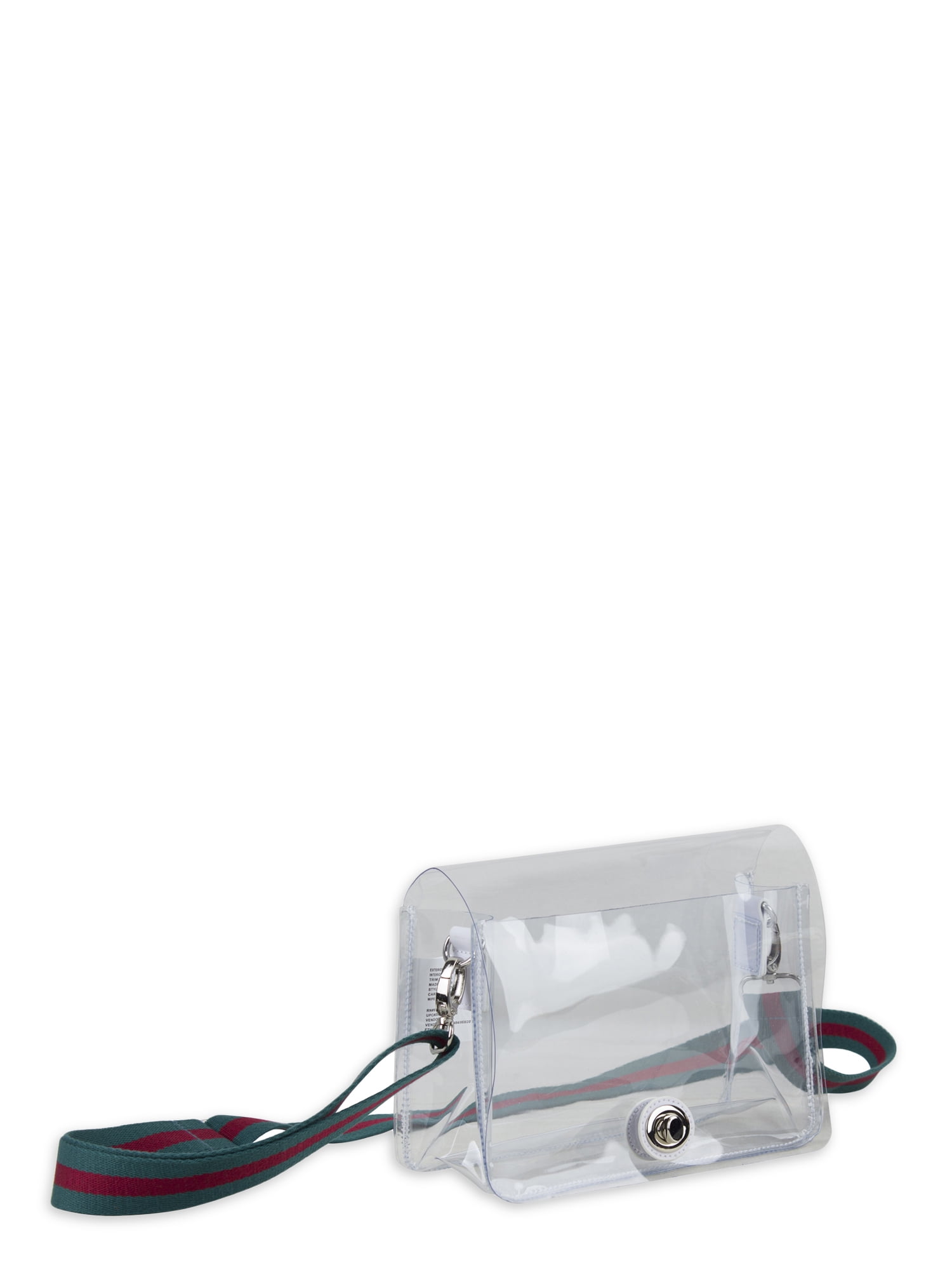 Eastsport Limited Micah Clear Crossbody with Webbing Strap, Red Green Stripe