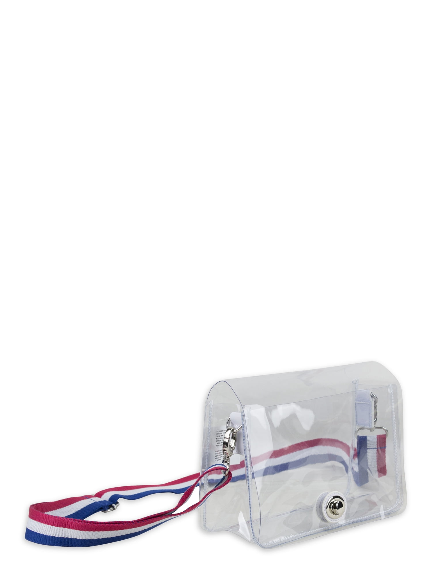 Eastsport Limited Micah Clear Crossbody with Webbing Strap, Red White Blue Stripe