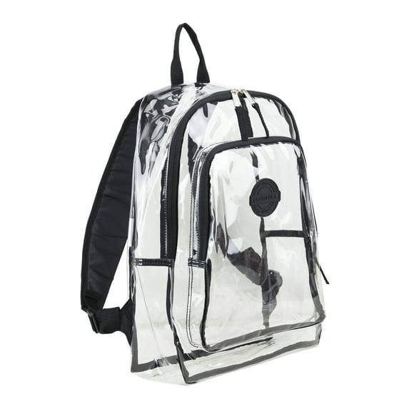Eastsport Multi-Purpose Clear Backpack with Front Pocket, Adjustable Straps, Black
