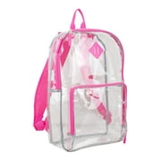 Eastsport Multi-Purpose Clear Unisex Backpack with Front Pocket, Adjustable Straps and Lash Tab Pink Sizzle