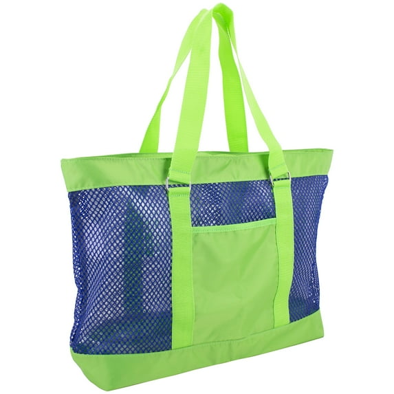 Eastsport Neon Mesh Beach Tote Bag - Green