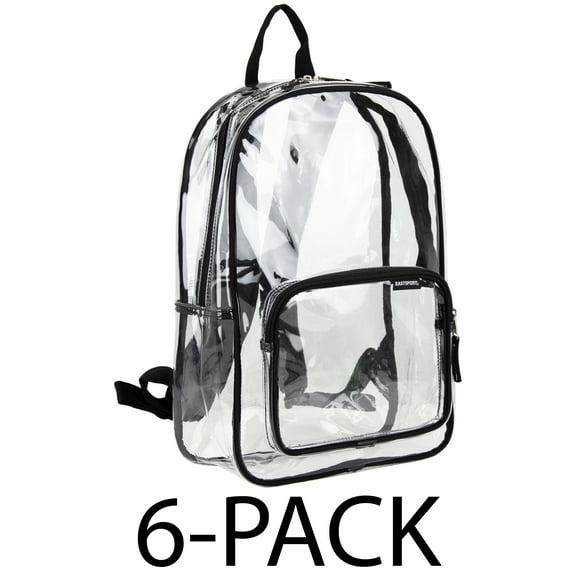 Eastsport Spark Clear Backpack, Black (6-Pack)