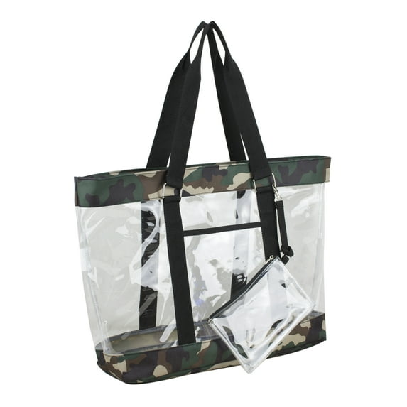 Eastsport Supreme Deluxe Clear Tote with Wristlet, Camo