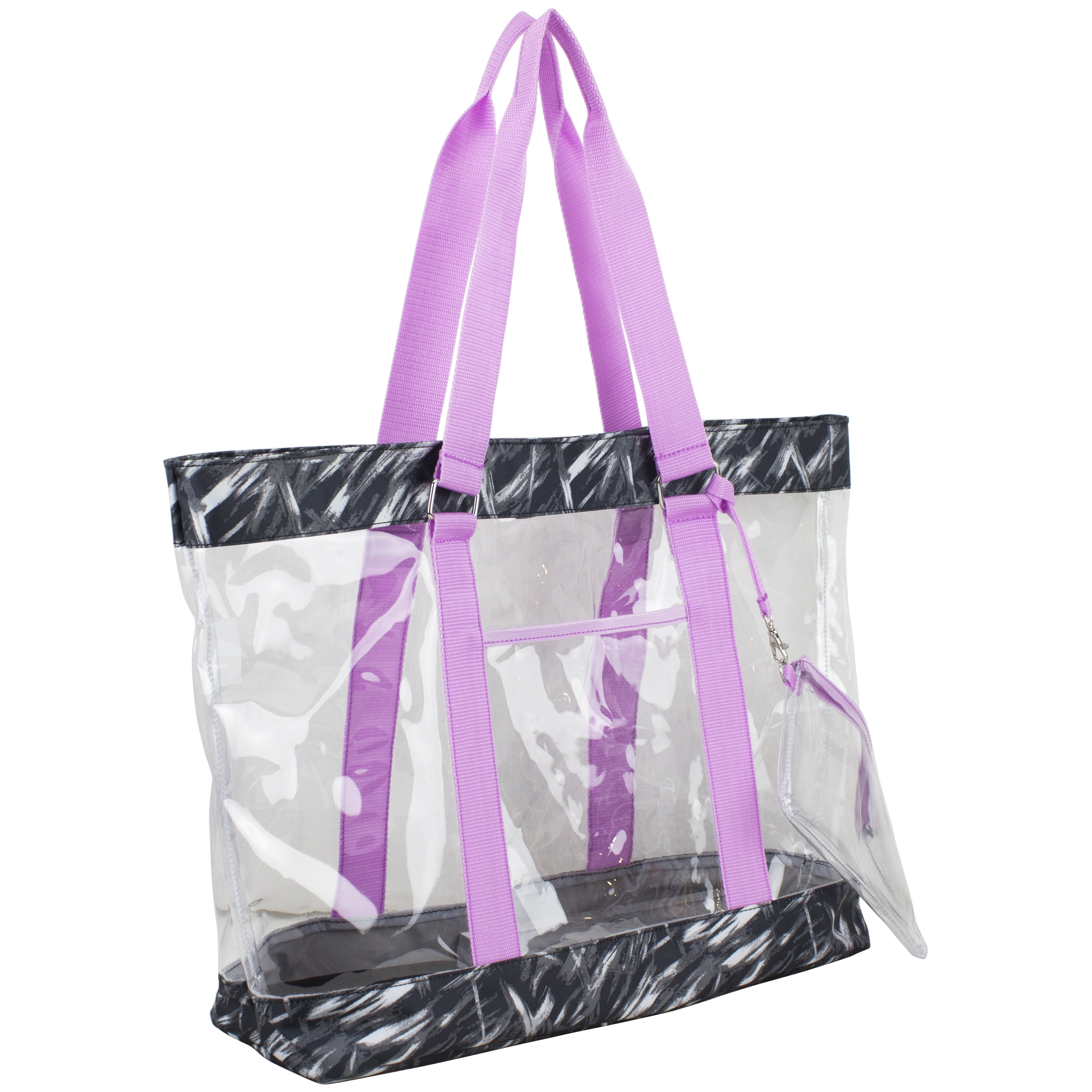 Eastsport Supreme Deluxe Clear Tote with Wristlet, Lavender Brushstrokes