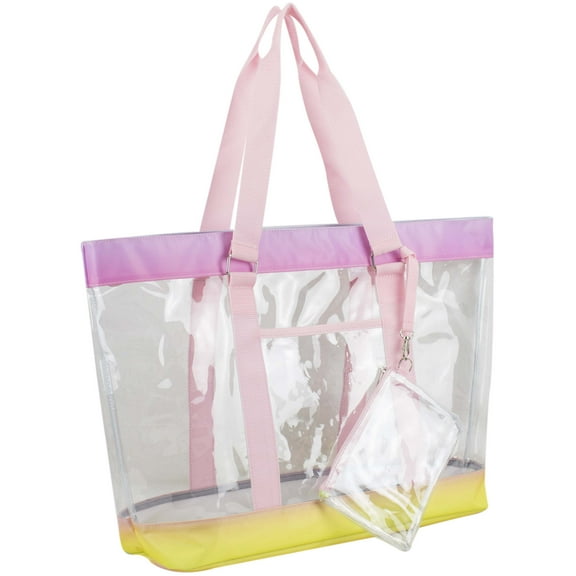 Eastsport Supreme Deluxe Clear Tote with Wristlet, Rainbow