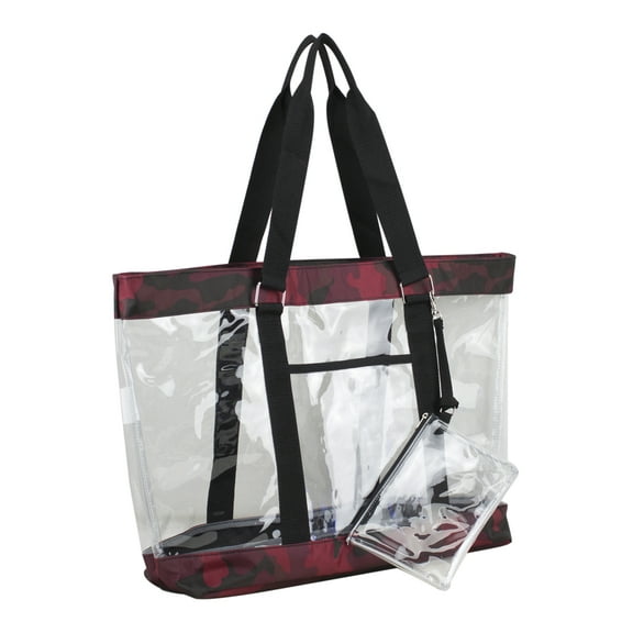 Eastsport Supreme Deluxe Clear Tote with Wristlet, Red Camo