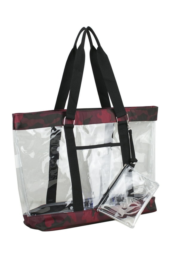 Supreme Deluxe Clear Tote with Wristlet, Red Camo