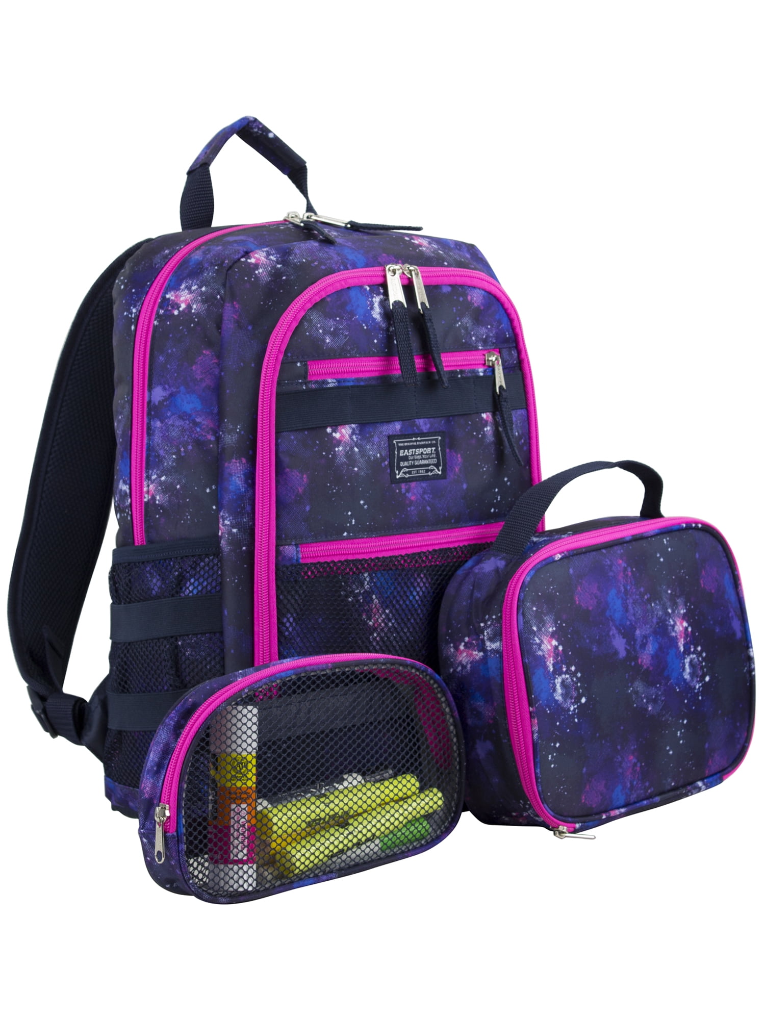 Madden NYC Juniors Dome 17” Laptop Backpack with Pouch, Floral Checker 