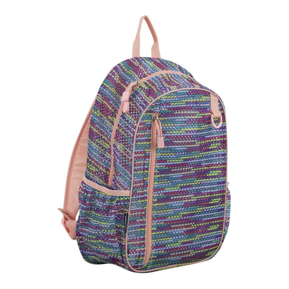 Eastsport Unisex Active Lifestyle Mesh Backpack, Multi Stripe Blush
