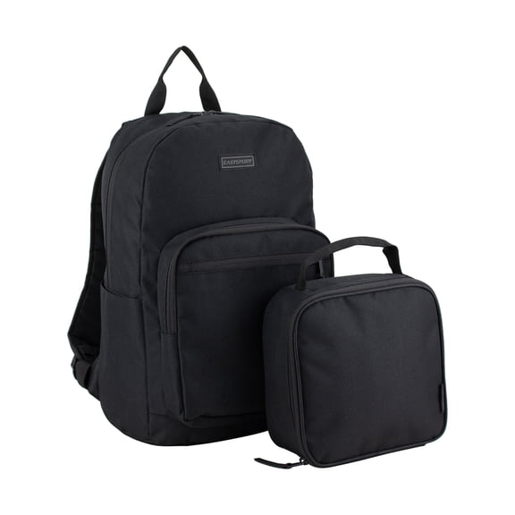 Eastsport Unisex 17" Backpack & Lunch Box 2-Piece Set, Black