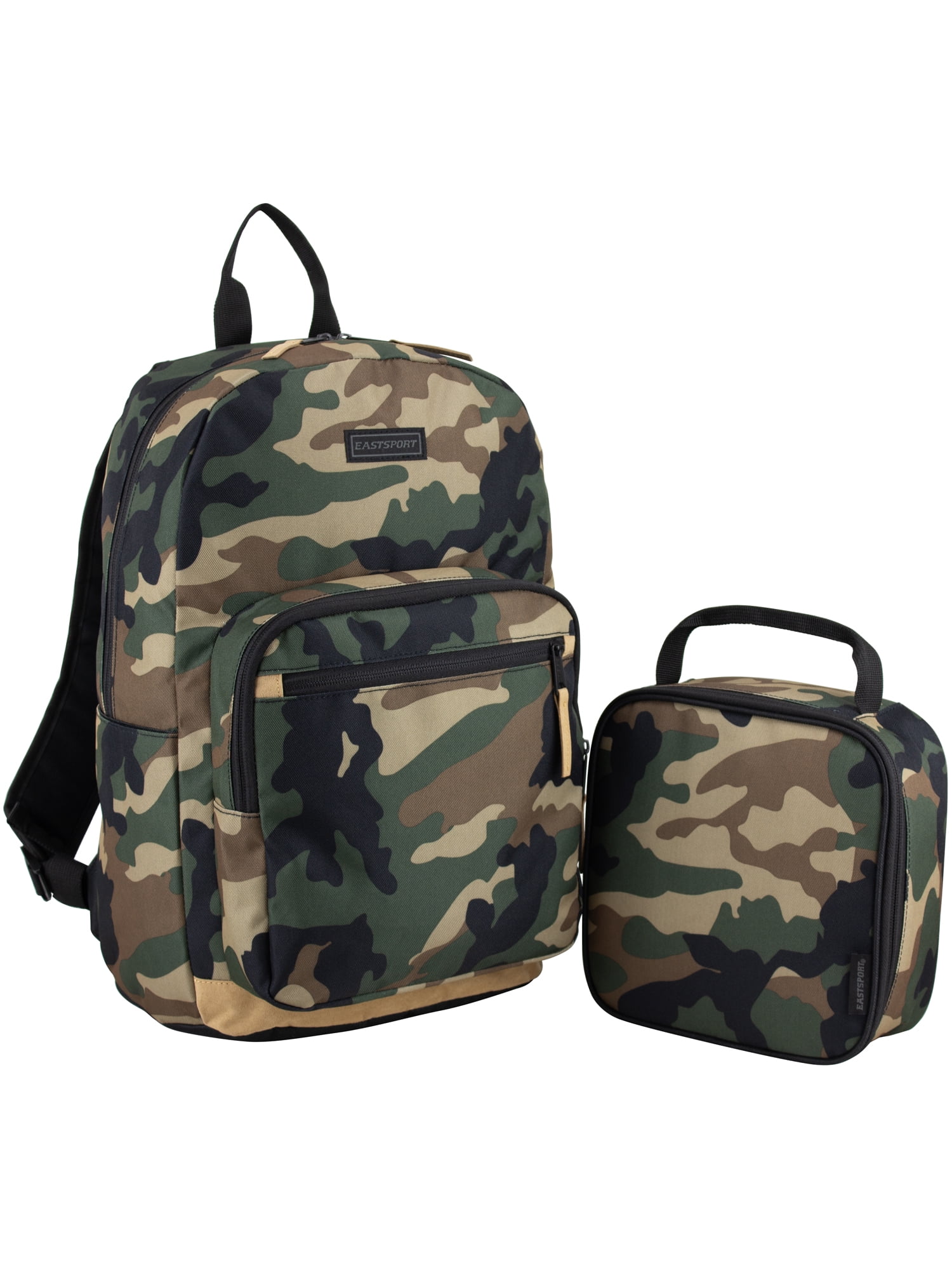 Eastsport Unisex 17" Backpack & Lunch Box 2-Piece Set, Green Army Camo